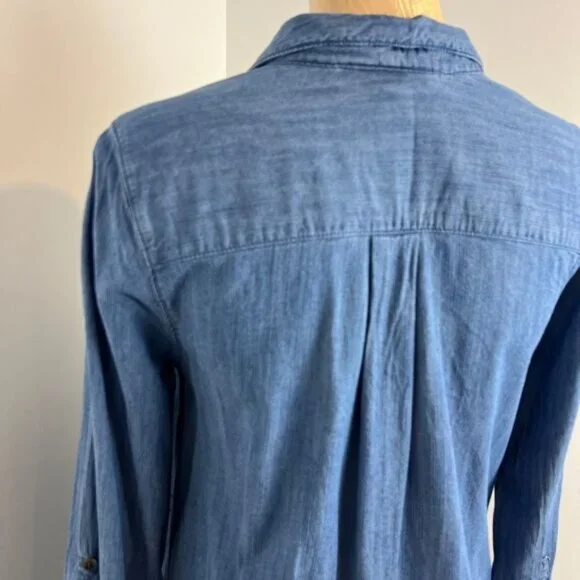 Motherhood Maternity Small Blue Denim Button Down Knee Length Dress Pregnancy - Picture 5 of 15